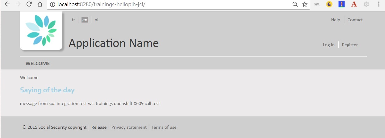 screenshot of webapp deployed localy